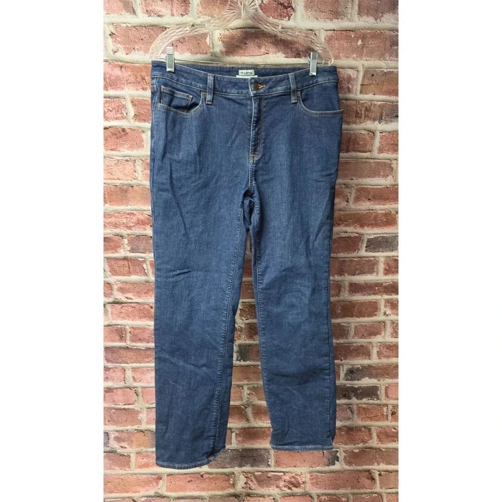 Women's L.L. BEAN Favorite Fit Dark Wash Straight Leg Jeans Size 12 Regular